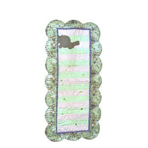 Handmade Quilted Table Runner Spring Easter Scalloped Edges Pastel Green Pink Po